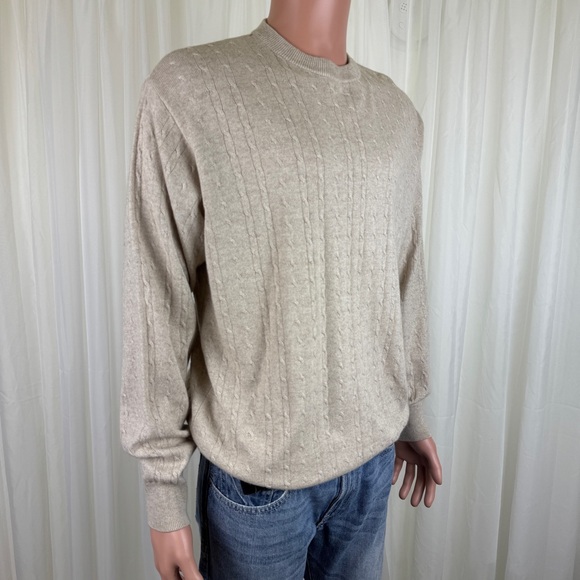 Men's I Levrieri Cashmere & Silk Cable Knit Sweater Sz Large - Picture 5 of 11